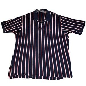 Ralph Lauren Plolo Shirt Mens 2XL Blue with Stripe Short Sleeve Vintage